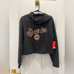 Gray Cropped Hoodie with Sparks Logo NWT womens size M LA NBA Los Angeles